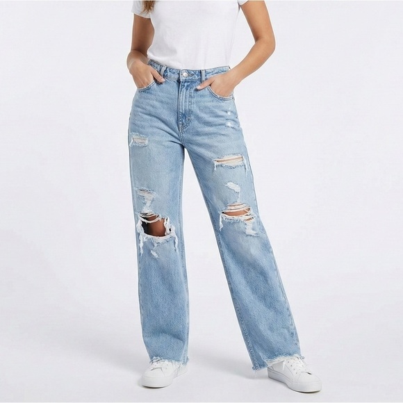 Levi's Denim - Levi’s 94 Baggy Distressed Jeans High Rise Raw Hem W26